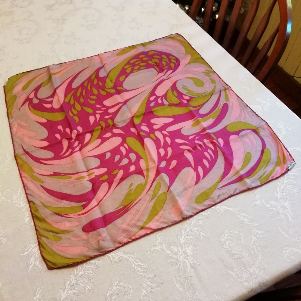 Rare Vintage Franklin Simon 1960s Silk Scarf, Iconic Psychedelia - Picture 2 of 6